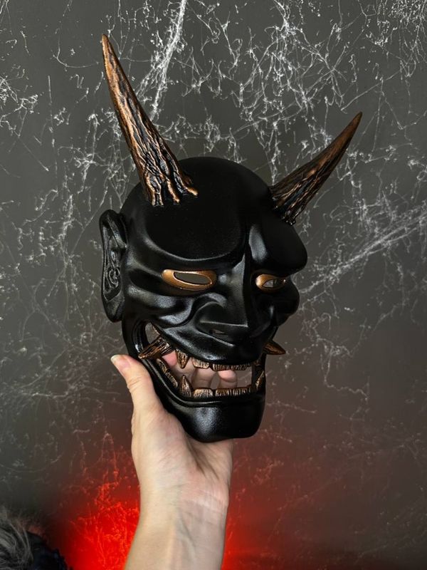 Japanese Black &amp; Copper Hannya mask