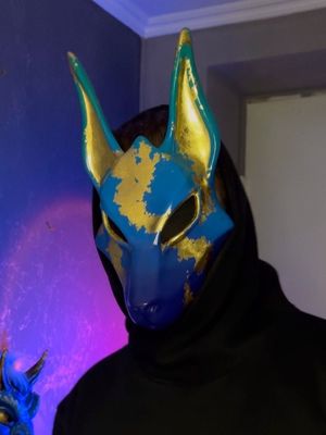 Egyptian Anubis Mask Blue and Gold