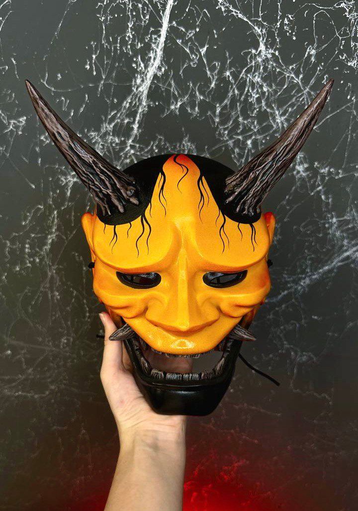 Japanese Hannya Mask: Orange &amp; Black