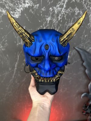 Japanese UV Glow Blue Oni Mask