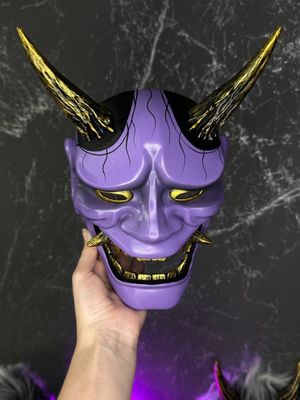 Japanese Hannya Mask: Purple and Gold