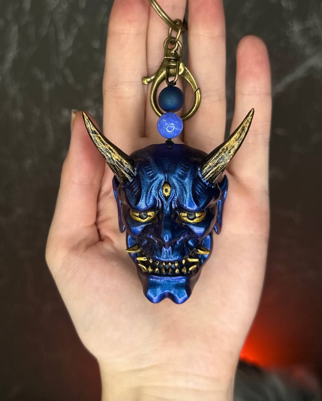 Oni Mask Keychain - Purple Chameleon