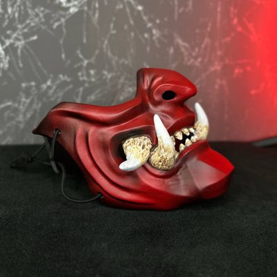 Red Oni Demon Half Mask