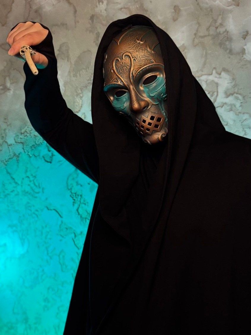 Death Eater Mask - Bronze with Teal Tears