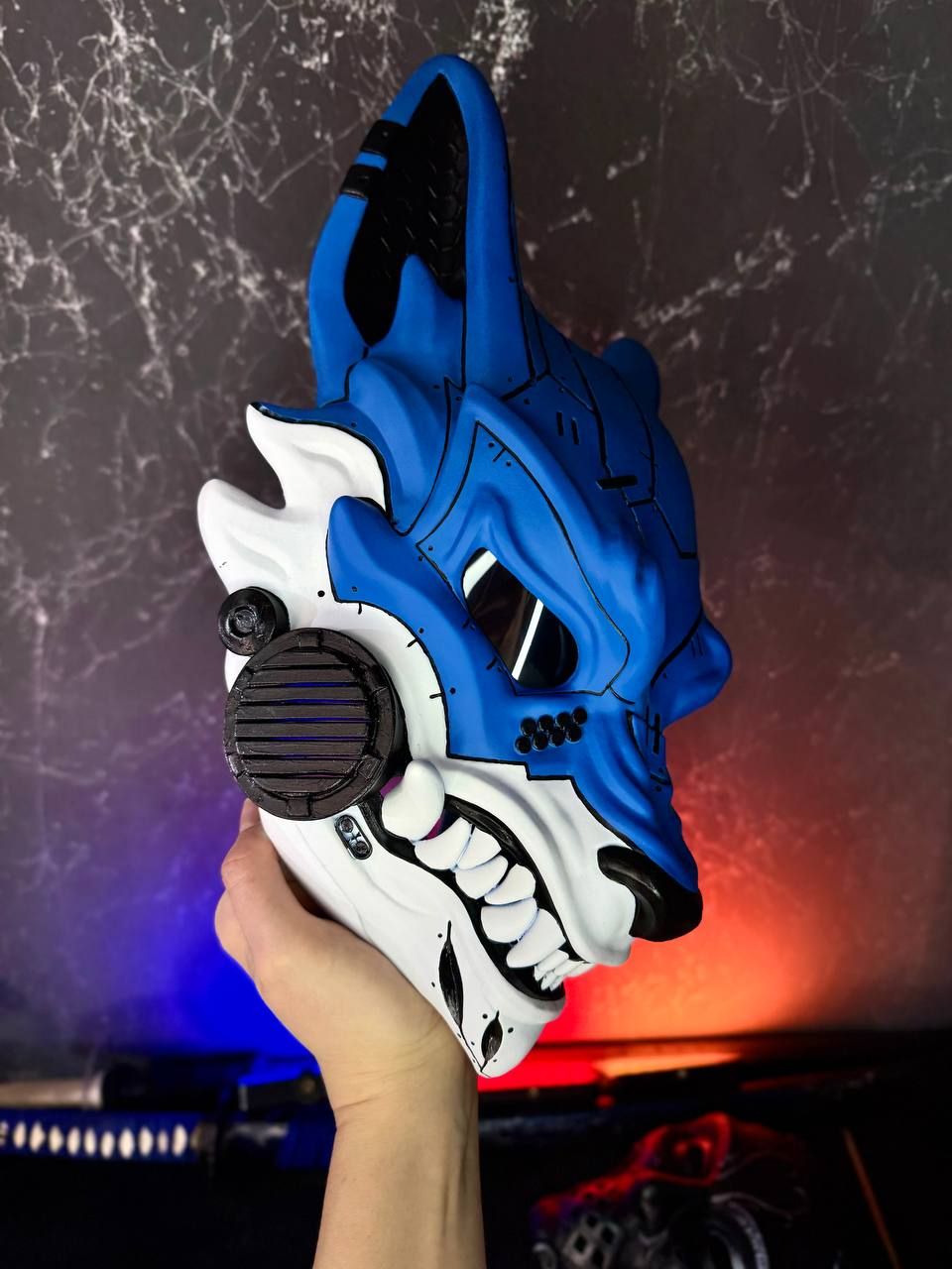 Cyberpunk Mask: Fox Blue &amp; White