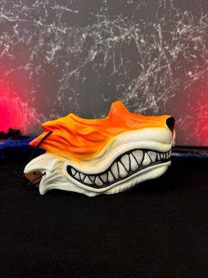 Kurama Half Mask: Orange &amp; White