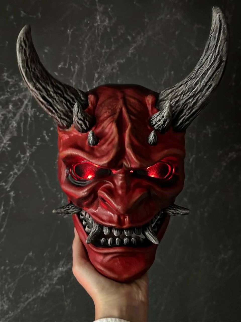 Red Oni Mask with LED lights