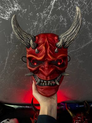 Red Oni Mask with LED lights