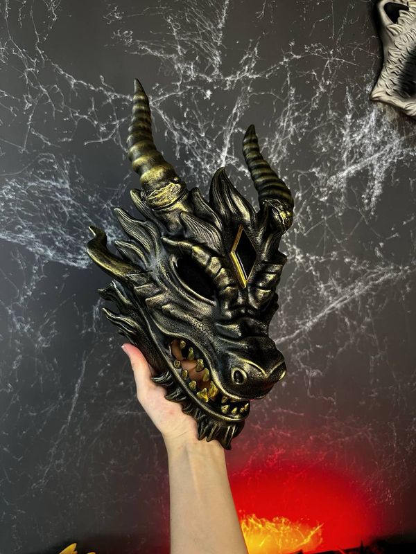 Black &amp; Gold Dragon mask