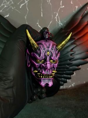 Pink Oni mask Necklace