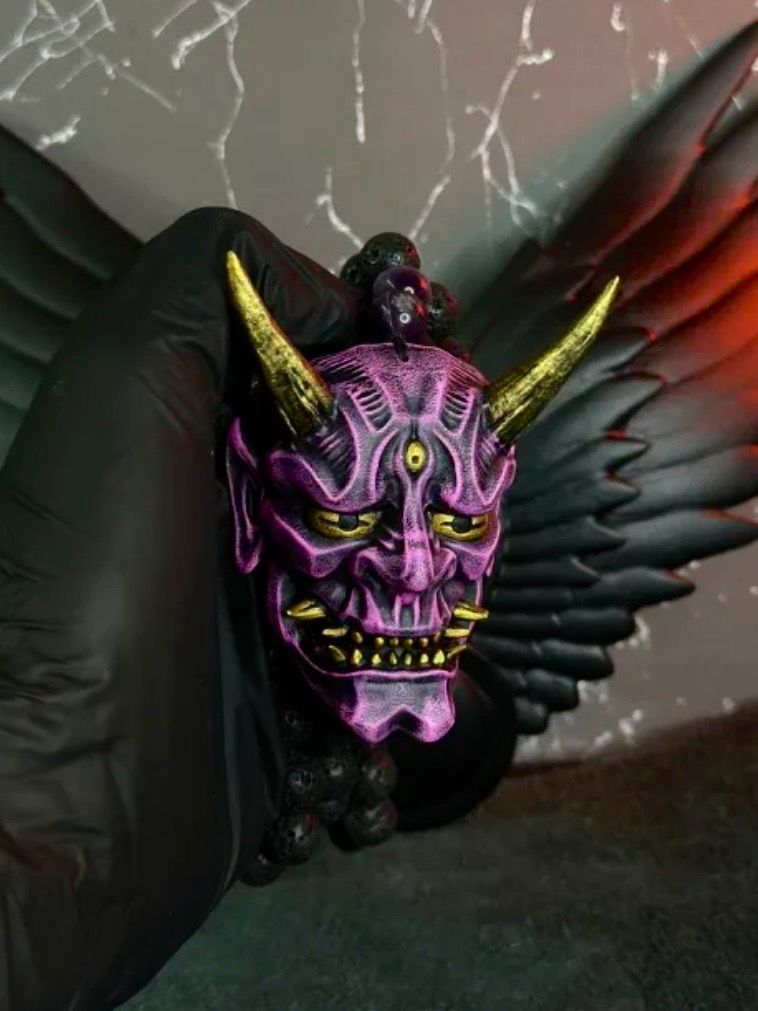 Pink Oni mask Necklace