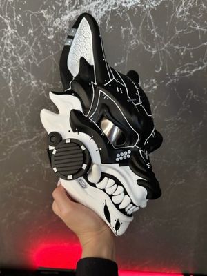 Cyberpunk Kitsune Mask: Black&amp;White