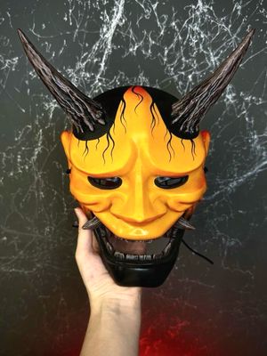 Japanese Hannya Mask: Orange &amp; Black