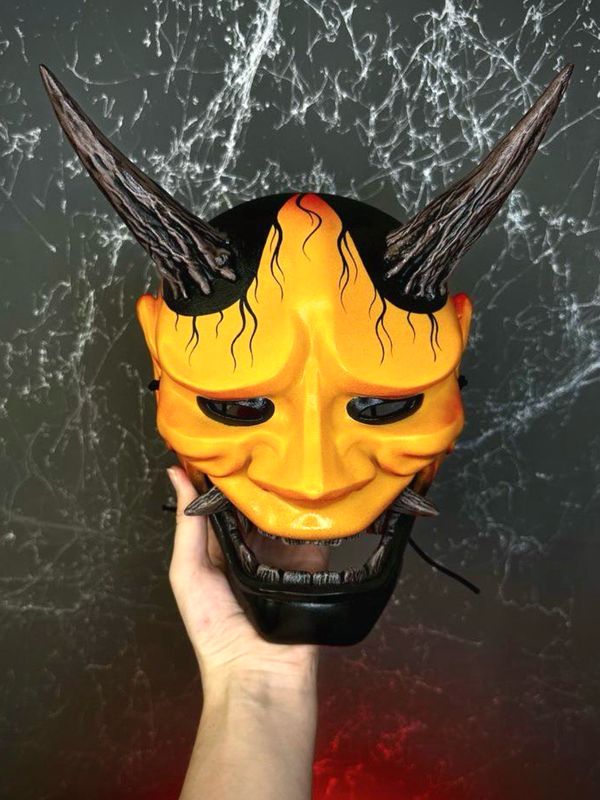 Japanese Hannya Mask: Orange &amp; Black