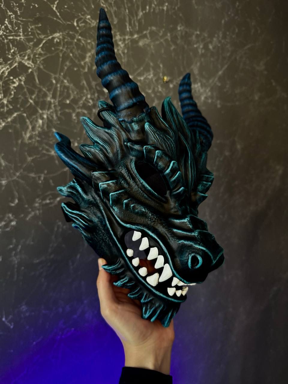Dragon Mask — Black & Teal