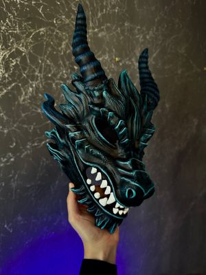 Black and Teal Dragon Mask
