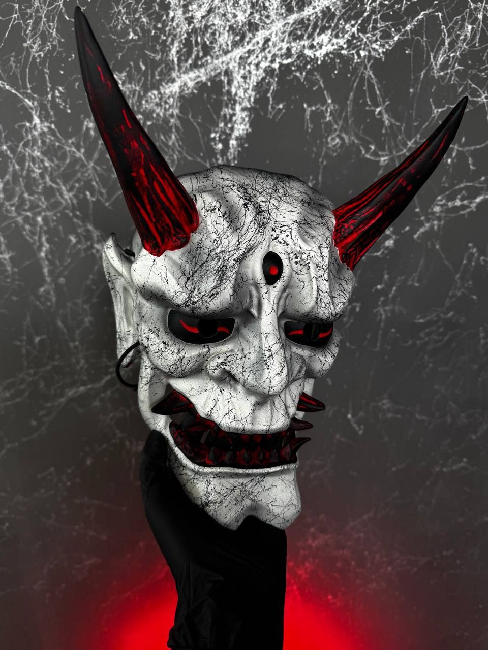 Japanese Black and White Marble Oni Mask