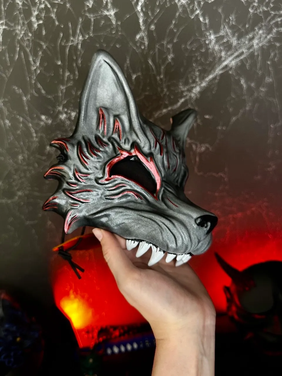 Kitsune Half Mask, Japanese Fox Mask, Wolf Mask. Kurama mask, Samurai mask, Fox Cosplay, Naruto Cosplay, Yokai cosplay