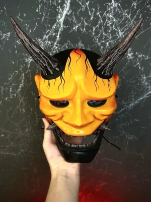 Japanese Hannya Mask: Orange &amp; Black