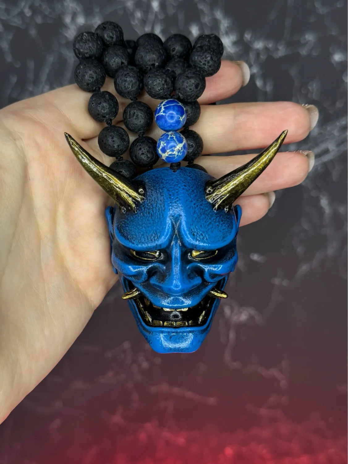 Blue Hannya mask Necklace