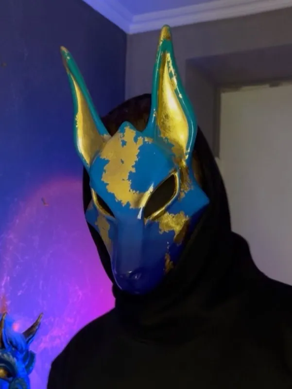 Anubis Mask, Wolf Mask, Wolf Head Jackal mask. Mask. Egyptian God costume, Halloween mask, Anubis cosplay, Blue Dog mask