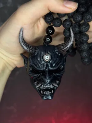 Japanese DBD Oni Necklace — Black