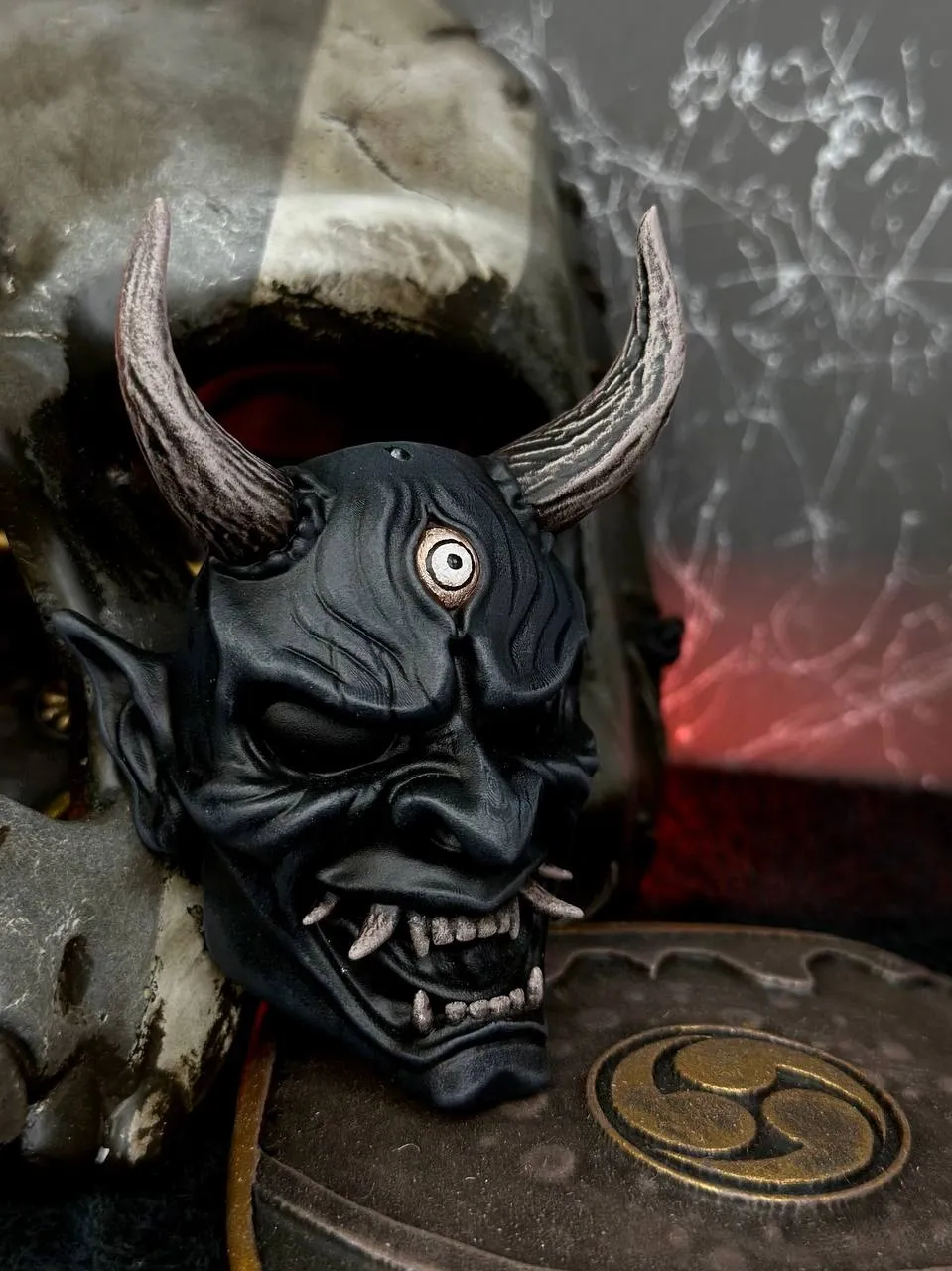 Oni necklace, Demon necklace, Oni cosplay. DBD Oni mask, Japanese mask, Oni keychain. Demon keychain, Japanese decor