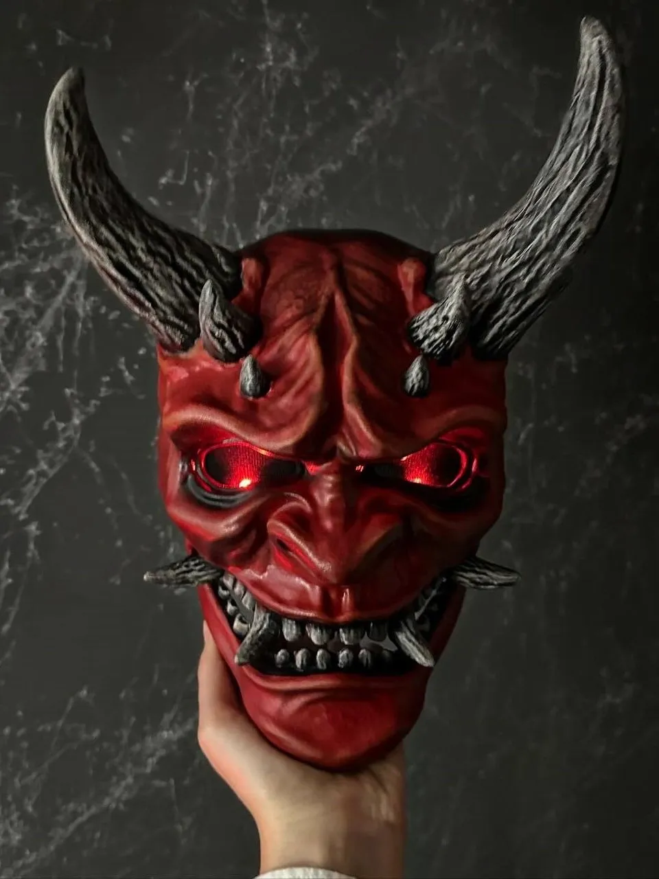 Red Oni Mask with red LED lights