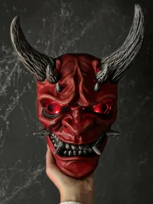 Red Oni Mask with red LED lights