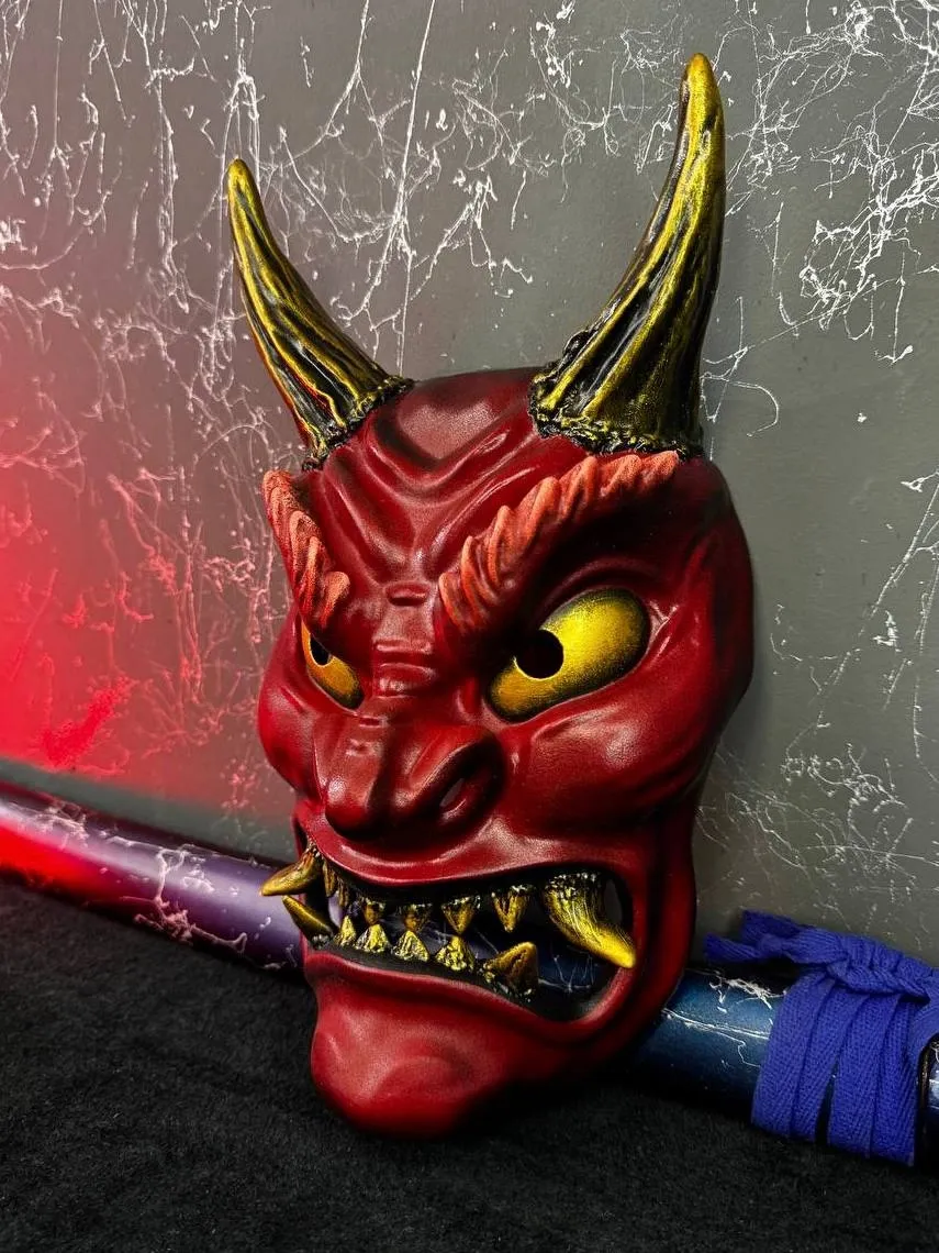 Namahage Mask: Red &amp; Gold