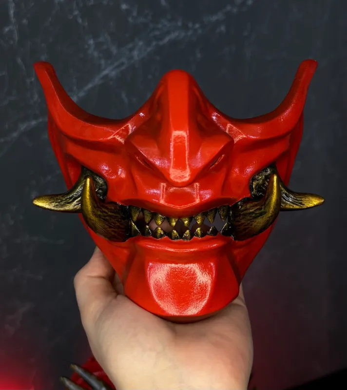 Samurai Half Mask — Red &amp; Gold