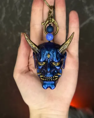 Oni Mask Keychain - Purple Chameleon