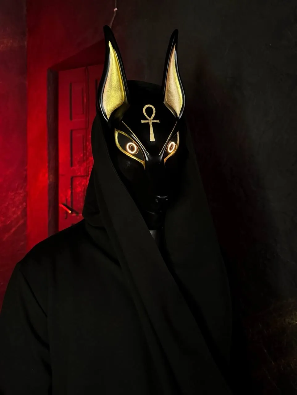 Anubis Mask, Wolf Mask, Cyberpunk mask Custom  LED mask, Halloween mask, Egyptian costume. Anubis Cosplay, Techwear Wolf mask