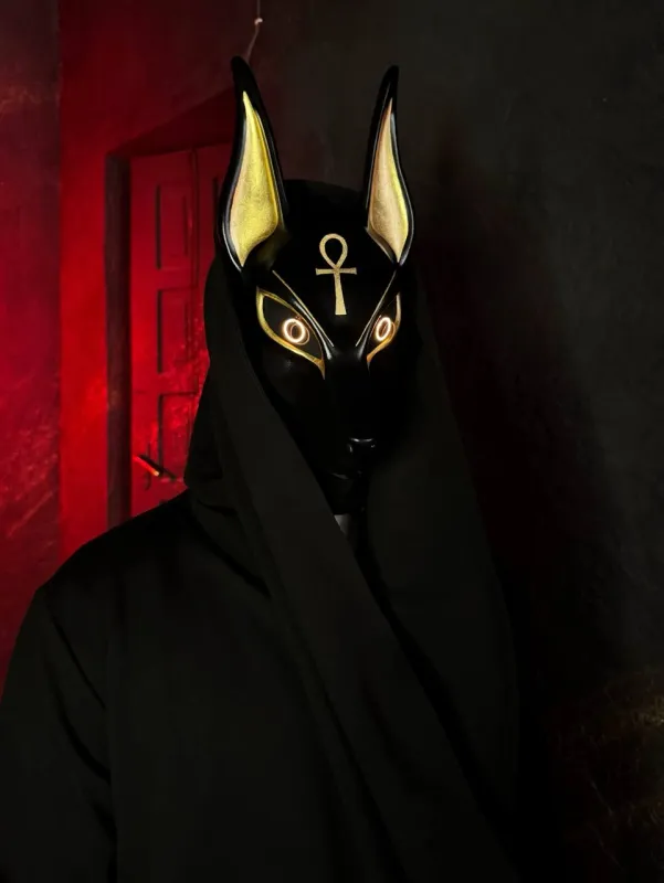 Anubis Mask, Wolf Mask, Cyberpunk mask Custom  LED mask, Halloween mask, Egyptian costume. Anubis Cosplay, Techwear Wolf mask