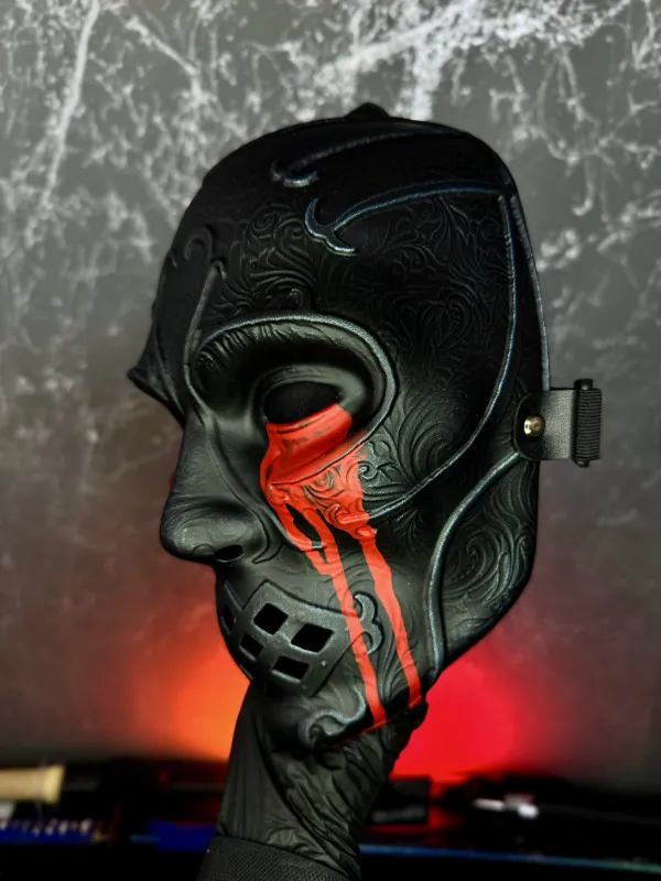 Death Eater mask — Black &amp; Silver with Red tears