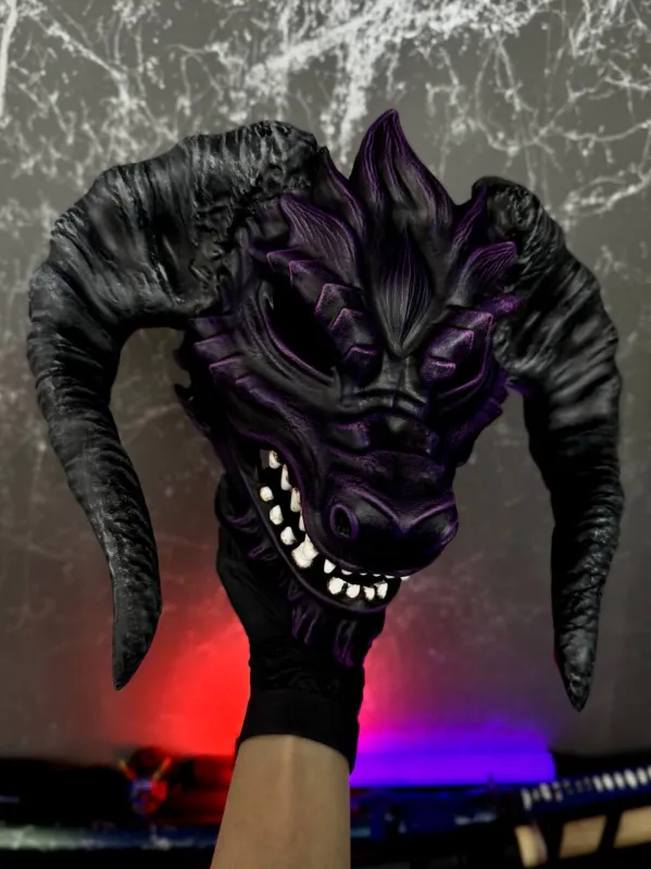 Purple Dragon mask with big horns