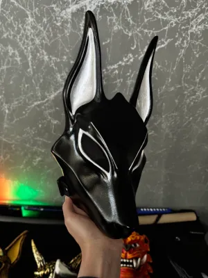 Egyptian Anubis Mask — Black &amp; Silver Leaf
