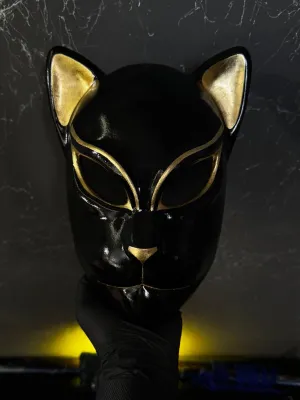 Japanese Kitsune Mask — Black &amp; Gold Anbu