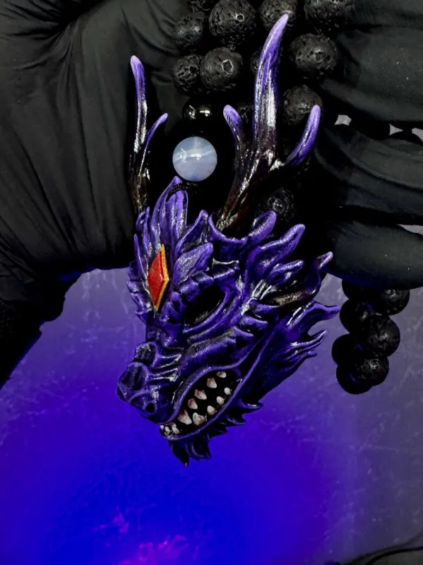Purple Dragon Mask Necklace