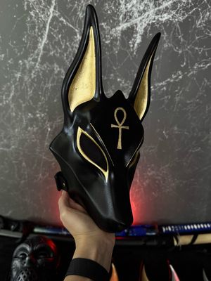 Egyptian Black Anubis mask with Ankh