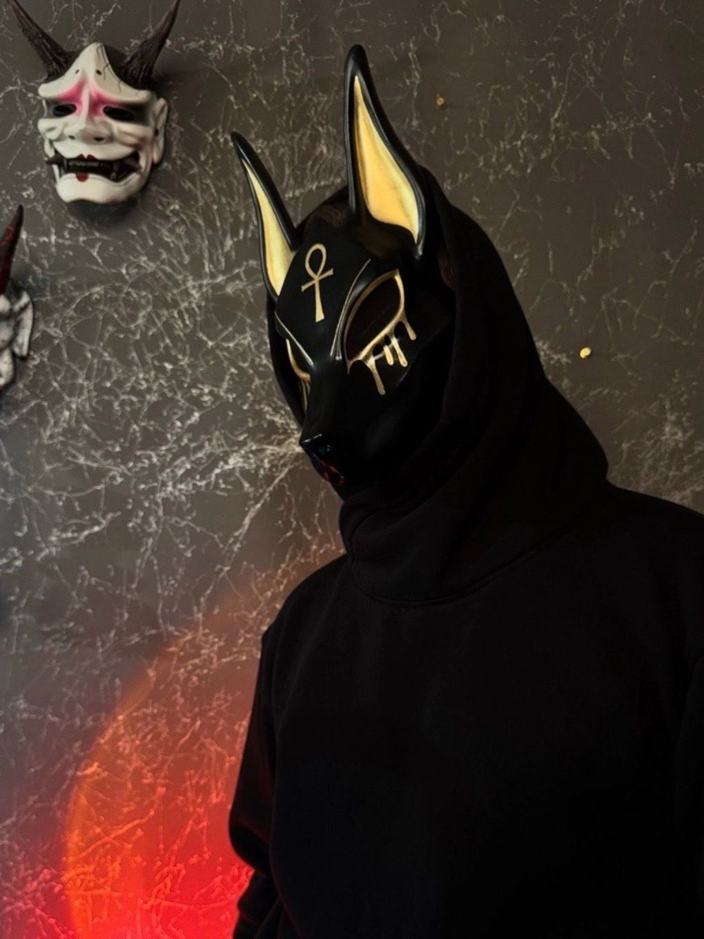 Anubis Mask, Wolf Mask, Wolf Head Jackal mask. Mask. Egyptian God costume, Halloween mask, Anubis cosplay, Mask Crying gold