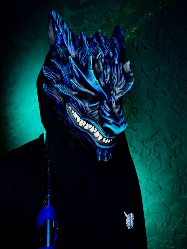 Blue Dragon Mask, Dragon armor, Fox mask. Dragon cosplay, DnD cosplay mask, Masquerade mask, Dragonborn mask, Kitsune mask