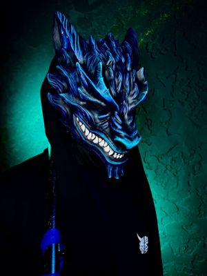 Blue Dragon Mask, Dragon armor, Fox mask. Dragon cosplay, DnD cosplay mask, Masquerade mask, Dragonborn mask, Kitsune mask