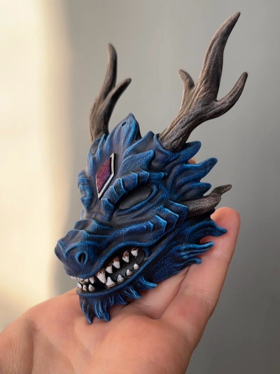 Blue Dragon mask necklace