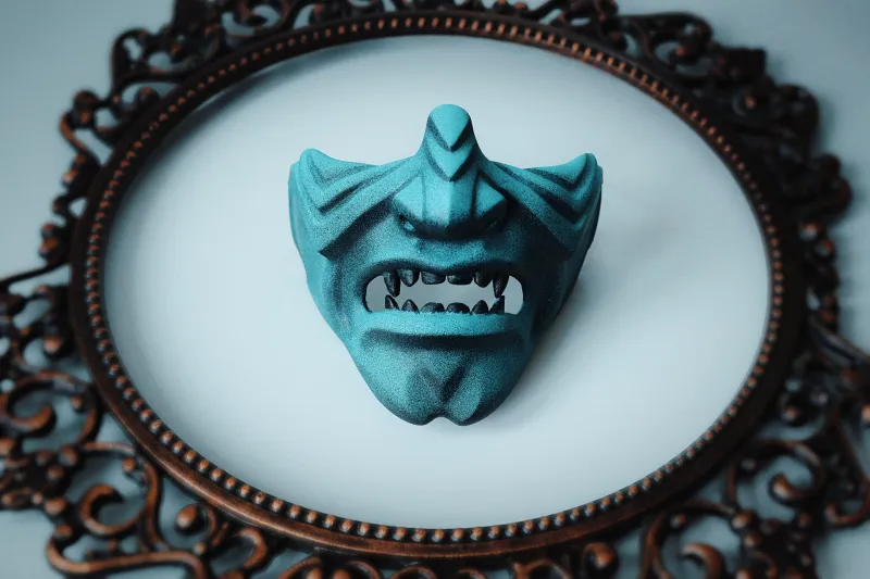 Samurai Mask mempo, menpo mask, Japanese half mask. Oni demon mask custom, Ghost of Tsushima mask, Japanese warrior mask