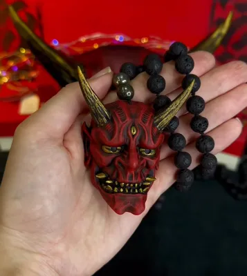 Oni necklace, Demon necklace, Oni cosplay. DBD Oni mask, Japanese mask, Oni keychain. Demon keychain, Japanese decor
