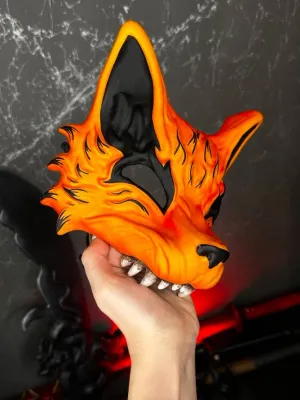 Kitsune Half Mask, Japanese Fox Mask, Wolf Mask. Kurama mask, Kitsune cosplay, Fox Cosplay, Naruto Cosplay, Yokai cosplay