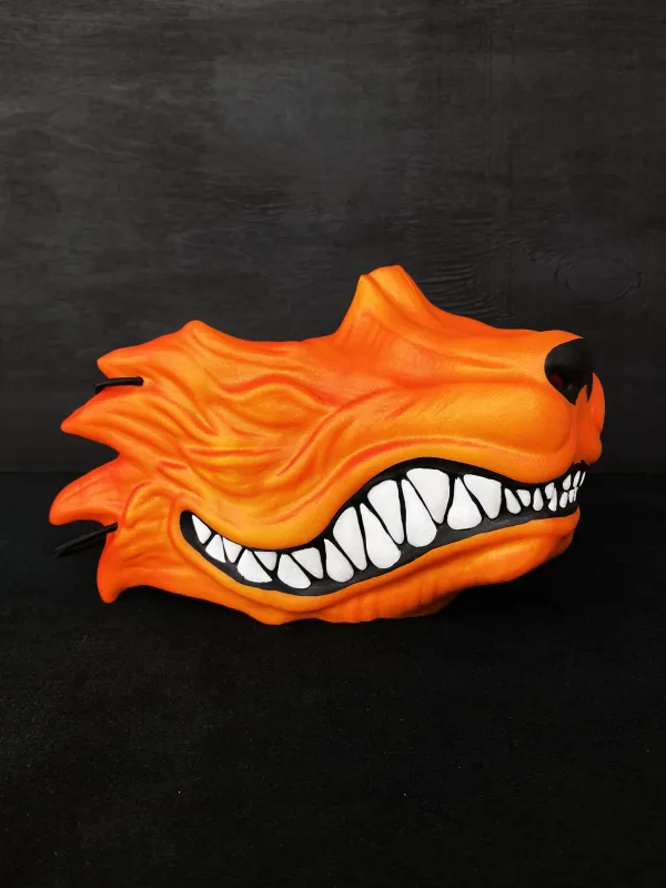 Kitsune Half Mask, Japanese Fox Mask, Wolf Mask. Kurama mask, Kitsune cosplay, Fox Cosplay, Naruto Cosplay, Yokai cosplay
