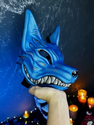 Kitsune Mask, Japanese Fox Mask, Wolf Mask. Kurama mask, Kitsune cosplay, Fox Cosplay, Naruto Cosplay, Yokai cosplay mask