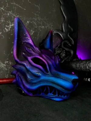 Kitsune Mask, Japanese Fox Mask, Wolf Mask. Kurama mask, Kitsune cosplay, Fox Cosplay, Naruto Cosplay, Yokai cosplay mask